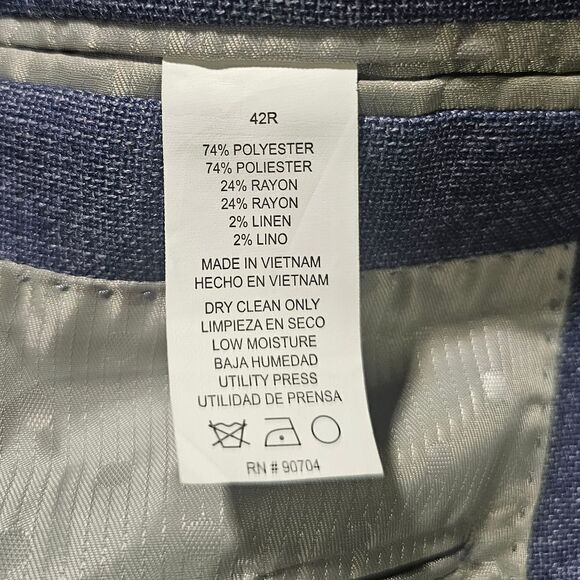 PERRY ELLIS PORTFOLIO Blue Double Vented Modern Fit Blazer Suit Jacket -Size 42R - Picture 11 of 11